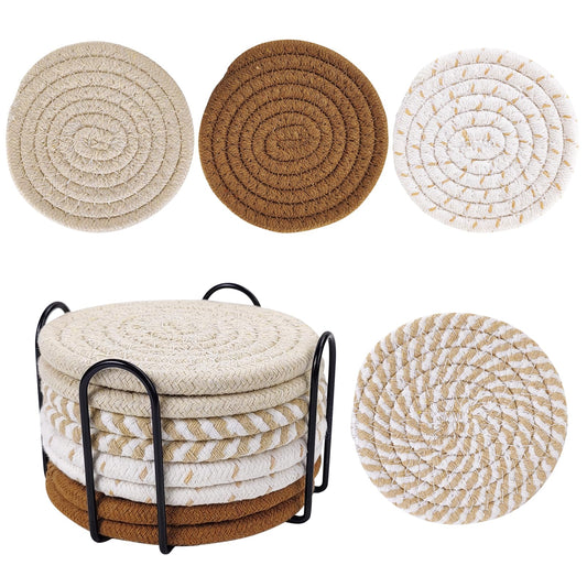 8 Pieces of Boho Cotton Coasters for Home Decor